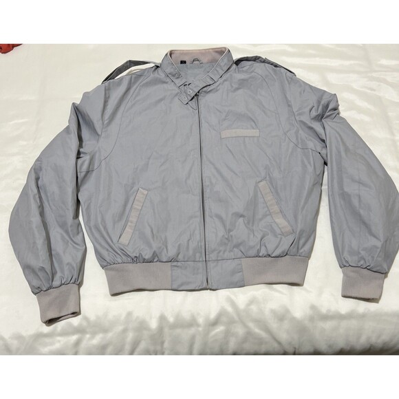 VTG Members Only Jacket Sz 44 80s STRANGER THINGS Gray Racer Bomber Lightweight - Picture 1 of 11